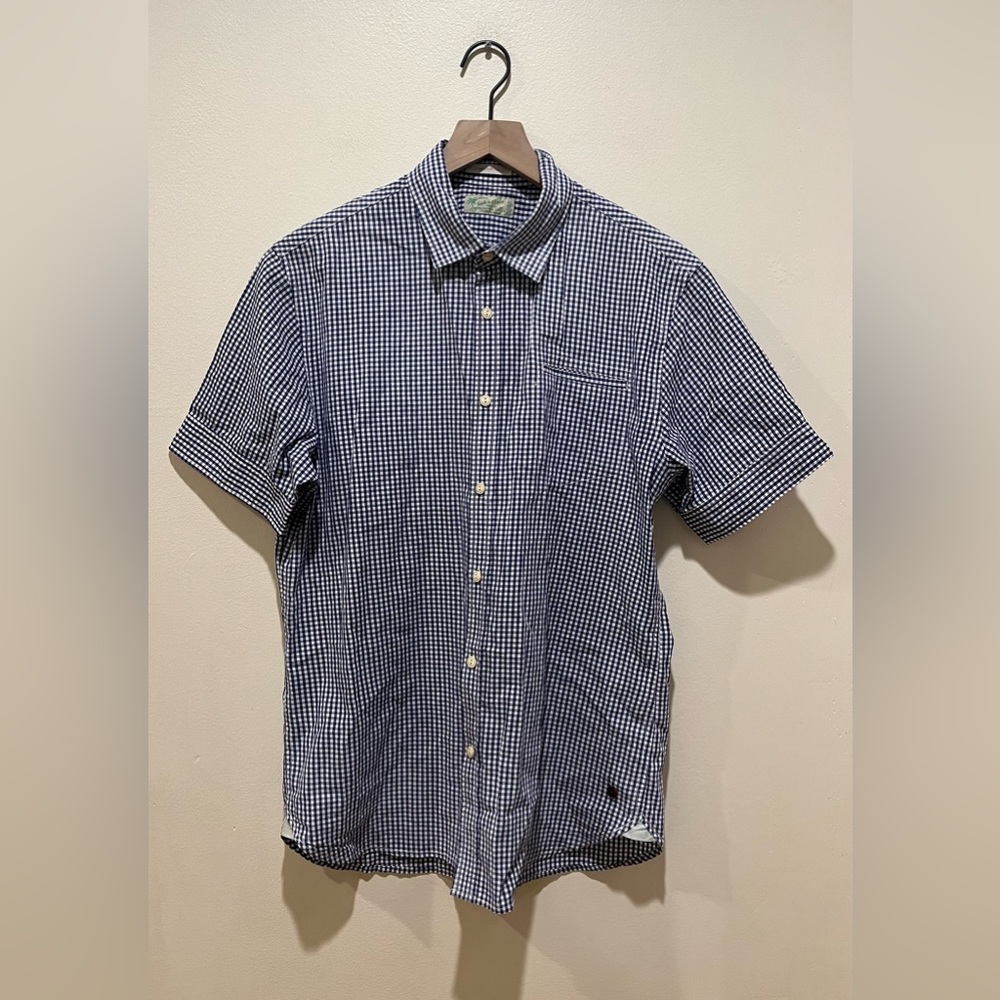 Scotch & Soda Blue and White Check Button Down Dress Shirt - Men’s Large